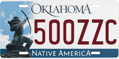 OK license plate 500ZZC