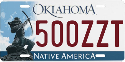 OK license plate 500ZZT