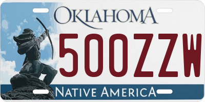 OK license plate 500ZZW