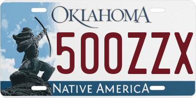 OK license plate 500ZZX