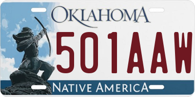 OK license plate 501AAW