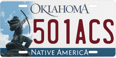 OK license plate 501ACS