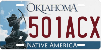 OK license plate 501ACX