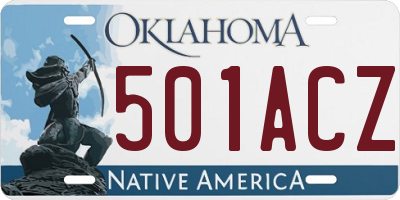 OK license plate 501ACZ