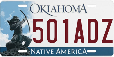 OK license plate 501ADZ