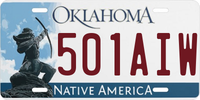 OK license plate 501AIW
