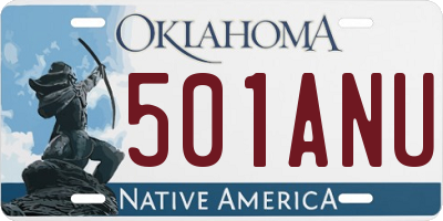 OK license plate 501ANU