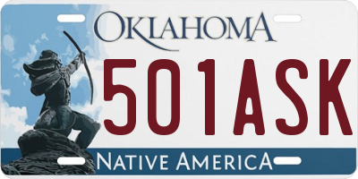 OK license plate 501ASK