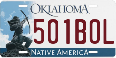 OK license plate 501BOL