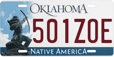 OK license plate 501ZOE