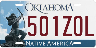 OK license plate 501ZOL