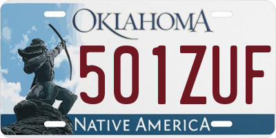 OK license plate 501ZUF