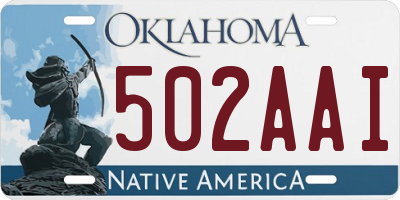 OK license plate 502AAI