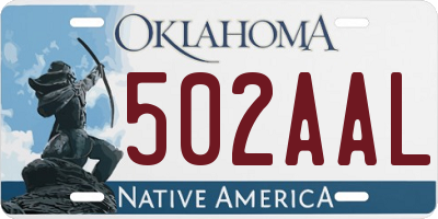 OK license plate 502AAL