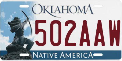 OK license plate 502AAW
