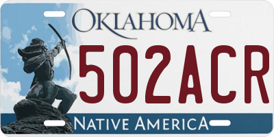 OK license plate 502ACR