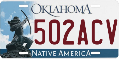 OK license plate 502ACV