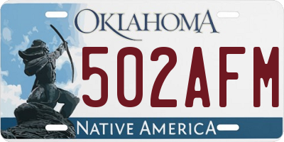 OK license plate 502AFM