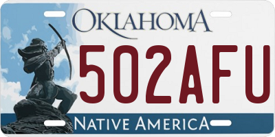 OK license plate 502AFU