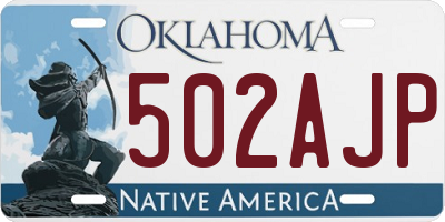 OK license plate 502AJP