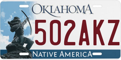 OK license plate 502AKZ