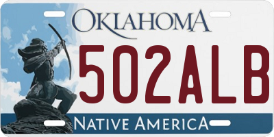 OK license plate 502ALB