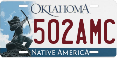 OK license plate 502AMC