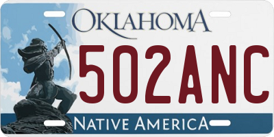 OK license plate 502ANC