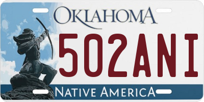 OK license plate 502ANI