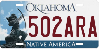 OK license plate 502ARA