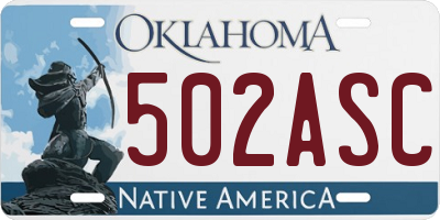 OK license plate 502ASC