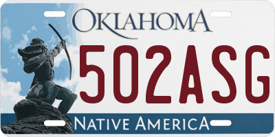 OK license plate 502ASG