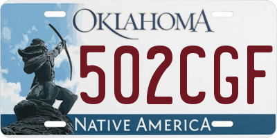 OK license plate 502CGF