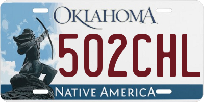 OK license plate 502CHL