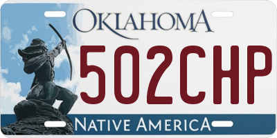 OK license plate 502CHP
