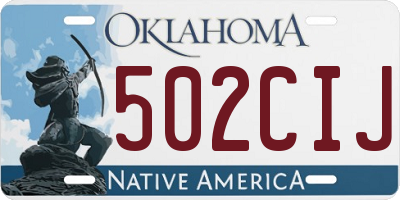OK license plate 502CIJ