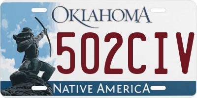 OK license plate 502CIV