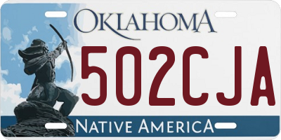 OK license plate 502CJA