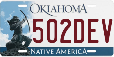OK license plate 502DEV