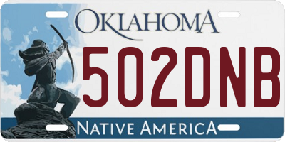 OK license plate 502DNB