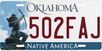 OK license plate 502FAJ