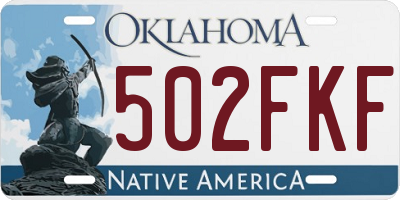 OK license plate 502FKF