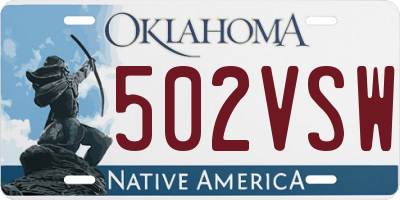 OK license plate 502VSW
