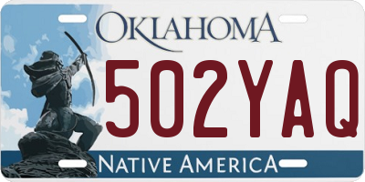 OK license plate 502YAQ