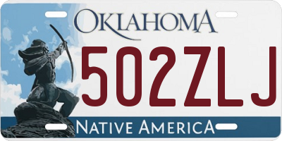 OK license plate 502ZLJ