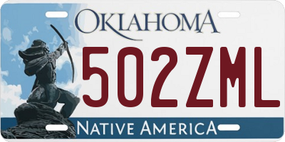OK license plate 502ZML