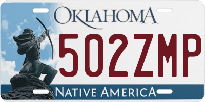 OK license plate 502ZMP