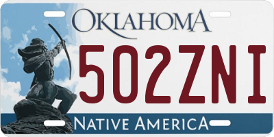 OK license plate 502ZNI