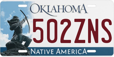 OK license plate 502ZNS