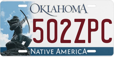 OK license plate 502ZPC